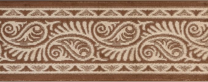 Custom Length Cut to Size Tribal Ethnic Southwestern Inspired Hallway Runner Rug, Non Slip Rubber Backed, 31 inch Wide X Customized Length, Mayan Brown, 31 inch X 18 feet