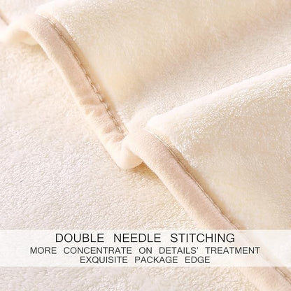 HOZY Soft Blanket Twin Size Fleece Warm Fuzzy Throw Blankets for The Bed Sofa Lightweight 350GSM Ivory 66"*90"