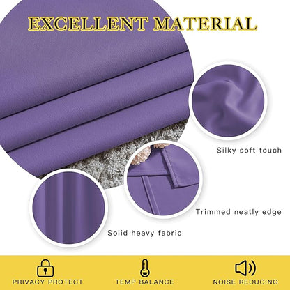 NICETOWN Lilac Purple Blackout Doorway Curtains 80 inch Length 2 Panels, Grommet Light Reducing Thermal Insulated Privacy Door Curtains Window Treatments for Bedroom, W46 x L80