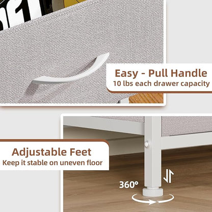 Somdot Nightstand Set of 2, Small Dresser for Bedroom with 2 Drawers, Bedside Table Night Stand End Table with Fabric Bins for Bedroom Kids Closet Dorm Guest Room, Ash Grey