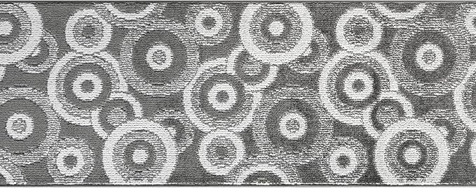 Custom Length Cut to Size Retro Modern Geometric Carpet Runner Rug for Hallways, Non Slip Rubber Backed, 31 inch Wide X Customized Length, Geo Grey, 31 inch X 4 feet, Doormat Size