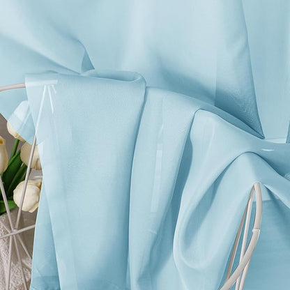 Aiyufeng 2 Pack: Basic Sky Blue Sheer Curtain Drapes 84 Inch Length 2 Panels for Living Room, Light Filtering Voile Drapes for Bedroom, Patio, Sliding Door, Each 40" W x 84" L