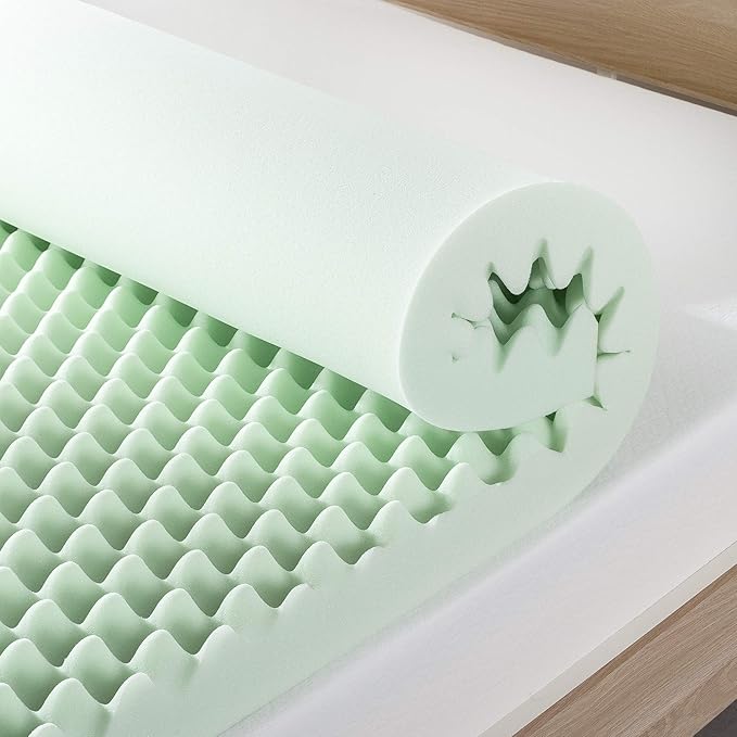 Best Price Mattress 4 Inch Egg Crate Memory Foam Mattress Topper with Calming Green Tea Infusion, CertiPUR-US Certified, Twin XL