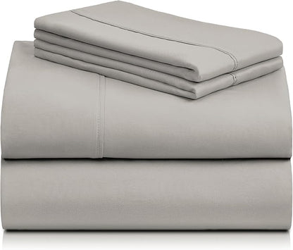 LuxClub 4 PC Full Sheet Set, Breathable Luxury Bed Sheets, Deep Pockets Wrinkle Free Cooling Bed Sheets Machine Washable Hotel Bedding Silky Soft - Light Taupe Full