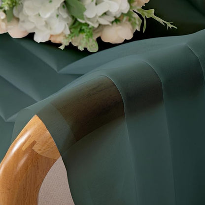 Chyhomenyc Hunter Green Sheer Curtains 36 inch Length 2 Panels, Light Filtering Voile Rod Pocket Short Window Curtians for Bathroom Living Room Farmhouse Small Windows, 42Wx36L inches