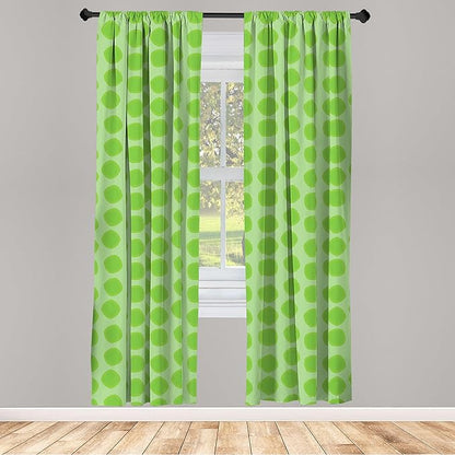 Ambesonne Lime Green Window Curtains Pack of 2, Simplistic Formless Geometric Shapes in Different Shades Theme, Lightweight Set with Rod Pocket, 4 Panels of - 28" x 95", Green