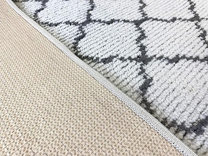 Custom Size Modern Runner Rug Carpet for Hallway Entryway Foyer Kitchen, Slip Resistant Latex Rubber Backed 31 inch Wide X Customized Length, Trellis Grey, 31 inch X 11 feet