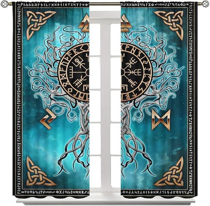 Viking Curtains Viking Totem Curtains Ancient Scandinavian Bedroom Living Room Decoration 2 Panel Groups W63 * L72 Inch