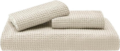 Bedsure Cotton Duvet Cover Set - 100% Cotton Waffle Weave Beige Duvet Cover Oversized Queen Size, GentleSoft™ and Breathable Bedding Set for All Season, 3 Pieces, 98"x98"