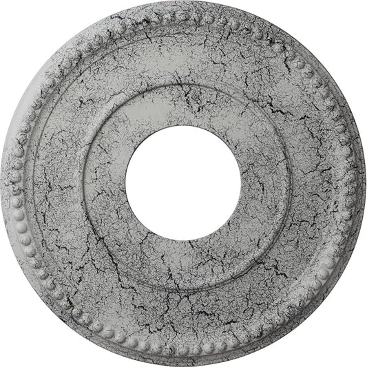 Ekena Millwork CM12BRUWC Bradford Hand-Painted Ceiling Medallion , Ultra Pure White Crackle