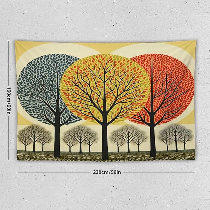 Tapestry Shabby Chic Trees Tapestry Vintage Aesthetic Tapestries Rustic Autumn Tapastry's Wall Hanging Vintage Wall Hanging for Living Room Dorm Decor Landscape 60"x90" Christmas Family Party