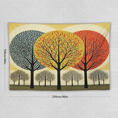 Tapestry Shabby Chic Trees Tapestry Vintage Aesthetic Tapestries Rustic Autumn Tapastry's Wall Hanging Vintage Wall Hanging for Living Room Dorm Decor Landscape 60"x90" Christmas Family Party
