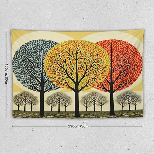 Tapestry Shabby Chic Trees Tapestry Vintage Aesthetic Tapestries Rustic Autumn Tapastry's Wall Hanging Vintage Wall Hanging for Living Room Dorm Decor Landscape 60"x90" Christmas Family Party