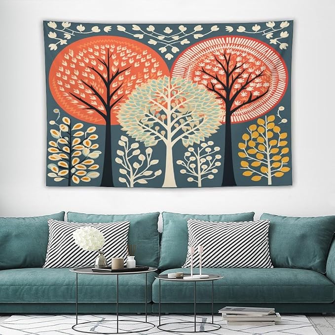 MaSiledy Shabby Chic Trees Tapestry Wall Hanging Fall Autumn Tree Bedroom Tapestries Landscape Tapestry Wall Art for Home Decor 60"x90" Bedroom Xmas Tapestry for Bedroom Christmas Backdrop