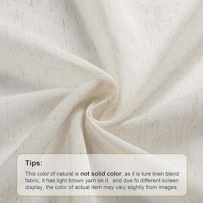 Aiyufeng Linen Sheer Curtains 63 Inch Length 2 Panels for Living Room, Farmhouse Light Filtering Voile Linen Drapes for Bedroom, Patio, Sliding Door, Each 40" W x 63" L