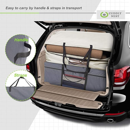 Cuddly Nest Folding Mattress Storage Bag - Heavy Duty Carry Case for Tri-Fold Guest Bed (Fits 6" Full Mattress,Grey)
