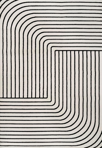 Eyely NCS101G-5 Odense High-Low Minimalist Angle Geometric Black/White 5 ft. x 8 ft. Area Rug, Black/White, 5 ft. x 8 ft., Indoor, Area Rug