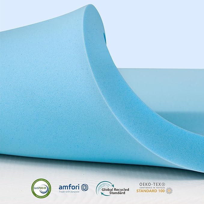 Subrtex Mattress Topper, Memory Foam Mattress Topper, Gel-Infused Memory Foam Topper for Side Stomach Sleepers, Breathable Bed Toppers (3 Inch, Queen)