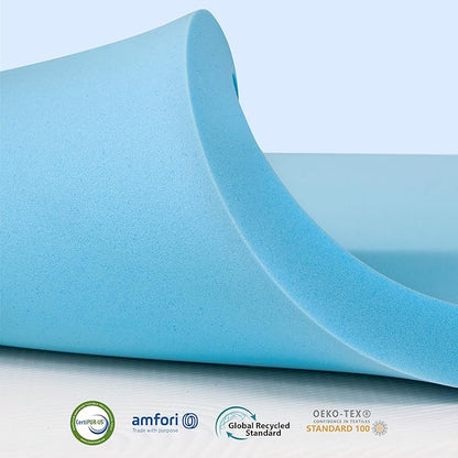 Subrtex Mattress Topper, Memory Foam Mattress Topper, Gel-Infused Memory Foam Topper for Side Stomach Sleepers, Breathable Bed Toppers for Sofa Bed (3 Inch, Twin)