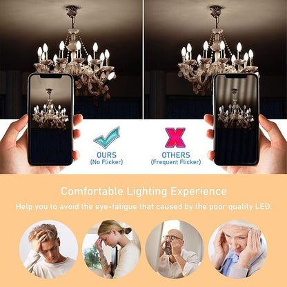 Cotanic Dimmable E12 Candelabra LED Bulbs, 60W Equivalent,4000K Daylight,600LM Ceiling Fan Light Bulb,C35 Filament Chandelier Light Bulbs B11 Candle Lights with Clear Glass,Pack of 6