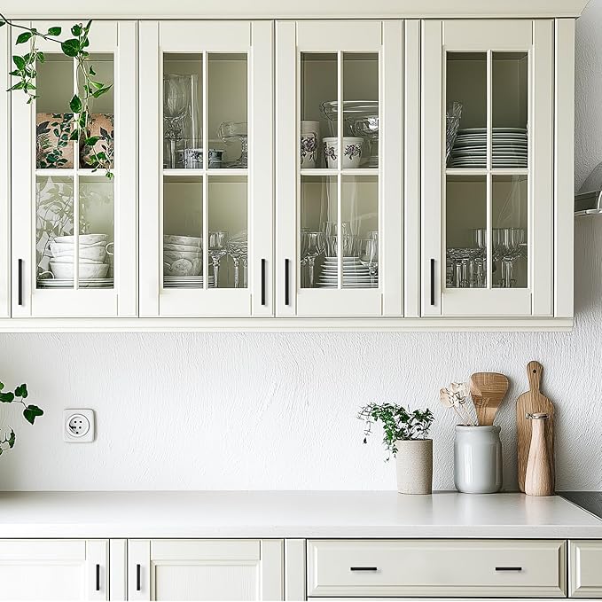JOY DECOR 30 Pack Cabinet Handles, Black Cabinet Pulls, 5 Inch Kitchen Closet Handles Square Drawer Pulls Stainless Steel Drawer Hardware, 128mm Hole Centers