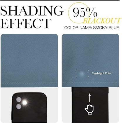 NICETOWN Smoky Blue Blackout Curtains 78 inches Length for Bedroom, 2 Panels, 42" Wide, Thermal Insulated Decoration Drapes for Office Window