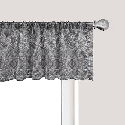 Ambesonne Aztec Window Valance Pack of 2, Pattern of Symmetric Tribal Inspired Streaks and Motifs in Greyscale Tones, Rod Pocket Curtain Valances for Kitchen Bedroom, 42" X 12", Pale Grey and Dimgray