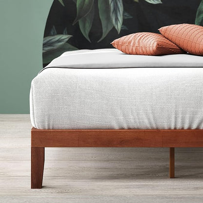 ZINUS Wen Wood Platform Bed Frame, Solid Wood Foundation, Wood Slat Support, No Box Spring Needed, Easy Assembly, Cherry, King