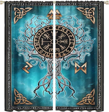 Viking Curtains Viking Totem Curtains Ancient Scandinavian Bedroom Living Room Decoration 2 Panel Groups W63 * L72 Inch