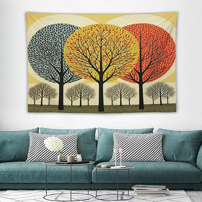 Tapestry Shabby Chic Trees Tapestry Vintage Aesthetic Tapestries Rustic Autumn Tapastry's Wall Hanging Vintage Wall Hanging for Living Room Dorm Decor Landscape 60"x90" Christmas Family Party