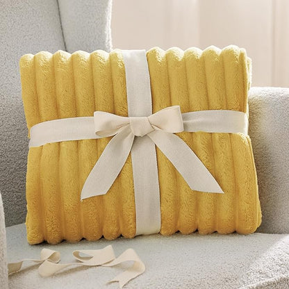 Bedsure GentleSoft Yellow Throw Blanket for Couch - Cozy Soft Fleece Blankets for Women, Cute Small Throws for Girls, Honey, 50x60 Inches