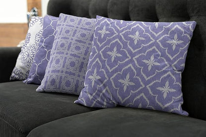 Ambesonne Vintage Throw Pillow Cushion Case Pack of 4, Monochrome Design Grid Trellis Quatrefoil Mesh and Dahlia Flowers Modern Print, Modern Accent Double-Sided Digital Printing, 20", Lavender White