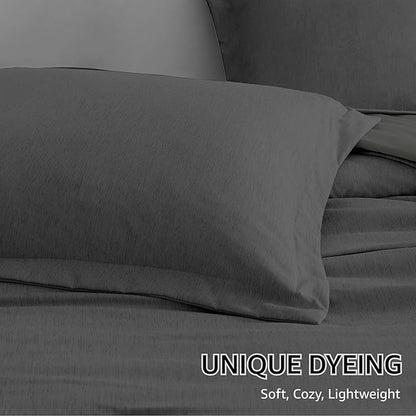 Monbix California King Comforter Set - 7 Pieces Cationic Dyeing Dark Grey Bed in a Bag Cal King Bed Sets with Comforter, Sheets, Pillowcases & Shams, Reversible Bedding Comforters Sets (108 * 92)