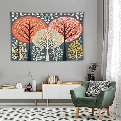 MaSiledy Tapestries Shabby Chic Trees Tapestry Autumn Nature Forest Tapestry Aesthetic Vintage Wall Hanging for Living Room Dorm Decor 40"x60" Holiday Scene Banner for Winter Christmas Party