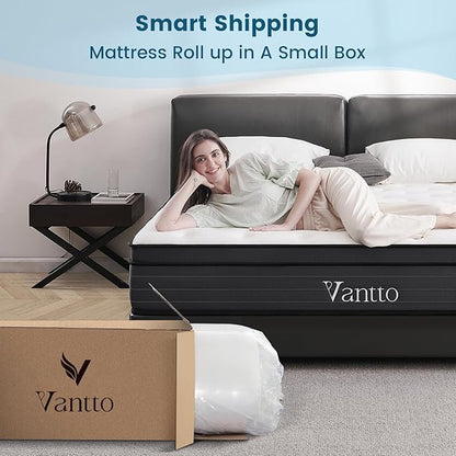 Full Mattresses, 14 Inch Memory Foam Hybrid Mattress in a Box with Pocket Springs for Motion Isolation Pressure Relief, 100 Nights Trial, CertiPUR-US