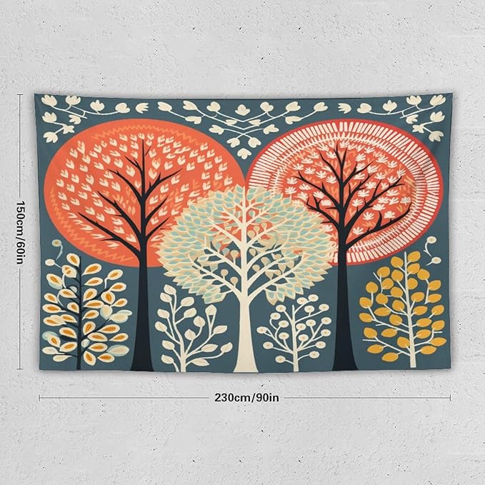 MaSiledy Shabby Chic Trees Tapestry Wall Hanging Fall Autumn Tree Bedroom Tapestries Landscape Tapestry Wall Art for Home Decor 60"x90" Bedroom Xmas Tapestry for Bedroom Christmas Backdrop