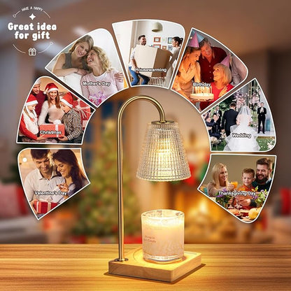 Hong-in Candle Warmer Lamp with Timer Dimmer,Birthday Gifts for Women Mom Sister,House Warming Gifts New Home Room Decor,Vintage Wax Warmer for Scented Wax Jar Candles