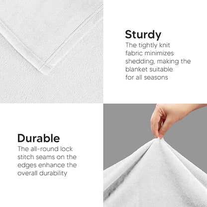 Utopia Bedding Fleece Blanket Throw Size White 300GSM Luxury Anti-Static Fuzzy Soft Microfiber Blanket for Couch, Sofa and Bed (60x50 Inch)