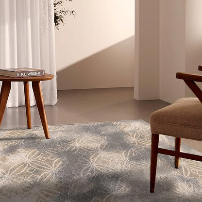 RUG BRANCH New Zealand Plush 4' x 6' (3'9" X 5'6") Scandinavian Indoor Area Rug, Contemporary, Grey Brown - Living Room, Bedroom, Dining Room, and Kitchen