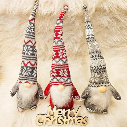 Gnome Christmas Ornaments, Handmade Swedish Tomte Gnomes Plush Scandinavian Santa Elf Table Ornaments Christmas Decoration Home Decor (Wool Snowflake, Set of 3)