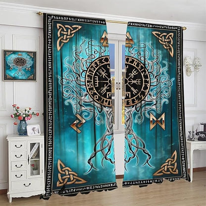 Viking Curtains Viking Totem Curtains Ancient Scandinavian Bedroom Living Room Decoration 2 Panel Groups W42 * L54 Inch