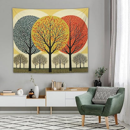 Wall Tapestry Shabby Chic Trees Tapestry Watercolor Rustic Forest Tapestry for Bedroom Aesthetic Wall Art for Bedroom Living Room Decor Home Decor 50"x60" Tapestries Winter Snowflake Decorative