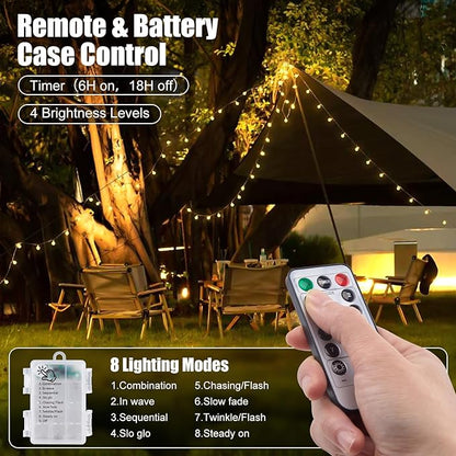 Minetom 2 Pack Globe String Lights Battery Operated, Totally 120 LED Fairy Lights with Remote, Waterproof for Indoor Outdoor Bedroom Classroom Dorm Camping Canopy Wedding Xmas Decor, Warm White