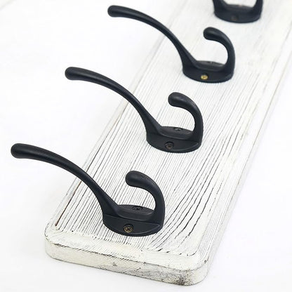 WEBI Coat Rack Wall Mounted,Coat Hooks Wall Mount,16" Hole to Hole,Large Coat Hanger Wall,5 Hooks for Hanging Coats,Hats,Jacket,Clothes,Entryway,Black/White,2 Packs