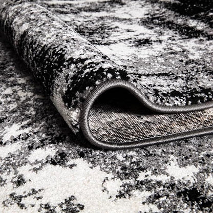 Keen Home Design Area Rugs - 2x20 Non-Shedding, Abstract Rugs for Kitchen, Living Room, Bedroom, Dining Room, Entryway - Size: 2'8" x 20', Abstract Black
