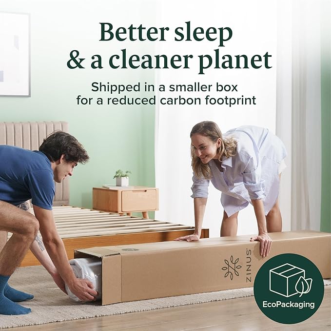 ZINUS 10 Inch Full Green Tea Memory Foam Mattress [New Version], Fiberglass free, Medium Firm Feel, Zoned Pressure Relief, Certified Safe Foams & Fabric, Mattress in A Box