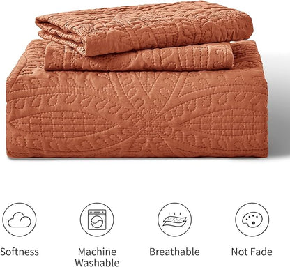 Love's cabin California King Size Quilt Bedding Set Umber Bedspreads - Cal King Summer Lightweight Bedspread Comforter - Coin Pattern Coverlet for All Season - 3 Pieces (1 Quilt, 2 Pillow Shams)