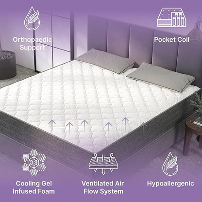 NapQueen Queen Mattress, 8 Inch Victoria Hybrid Cooling Gel Infused Pocket Spring and Memory Foam Mattress, Queen Size Mattress Bed in a Box, CertiPUR-US Certified, Fiberglass-Free Mattress