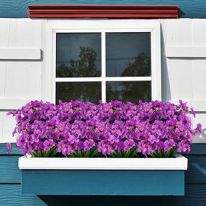 AGIRL 24 Bundles Artificial Flowers for Outdoor,No Fade Fake Plastic Flowers Faux Plants for Decoration Hanging Planters Indoor Outside Garden Porch Window Box Home Wedding Farmhouse