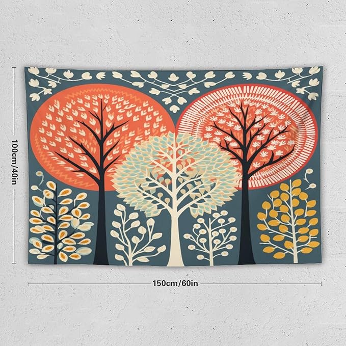 MaSiledy Tapestries Shabby Chic Trees Tapestry Autumn Nature Forest Tapestry Aesthetic Vintage Wall Hanging for Living Room Dorm Decor 40"x60" Holiday Scene Banner for Winter Christmas Party